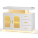 Artiss Buffet Sideboard Cabinet LED Clear Door Kitchen Storage Drawers White - Mekamart Australia