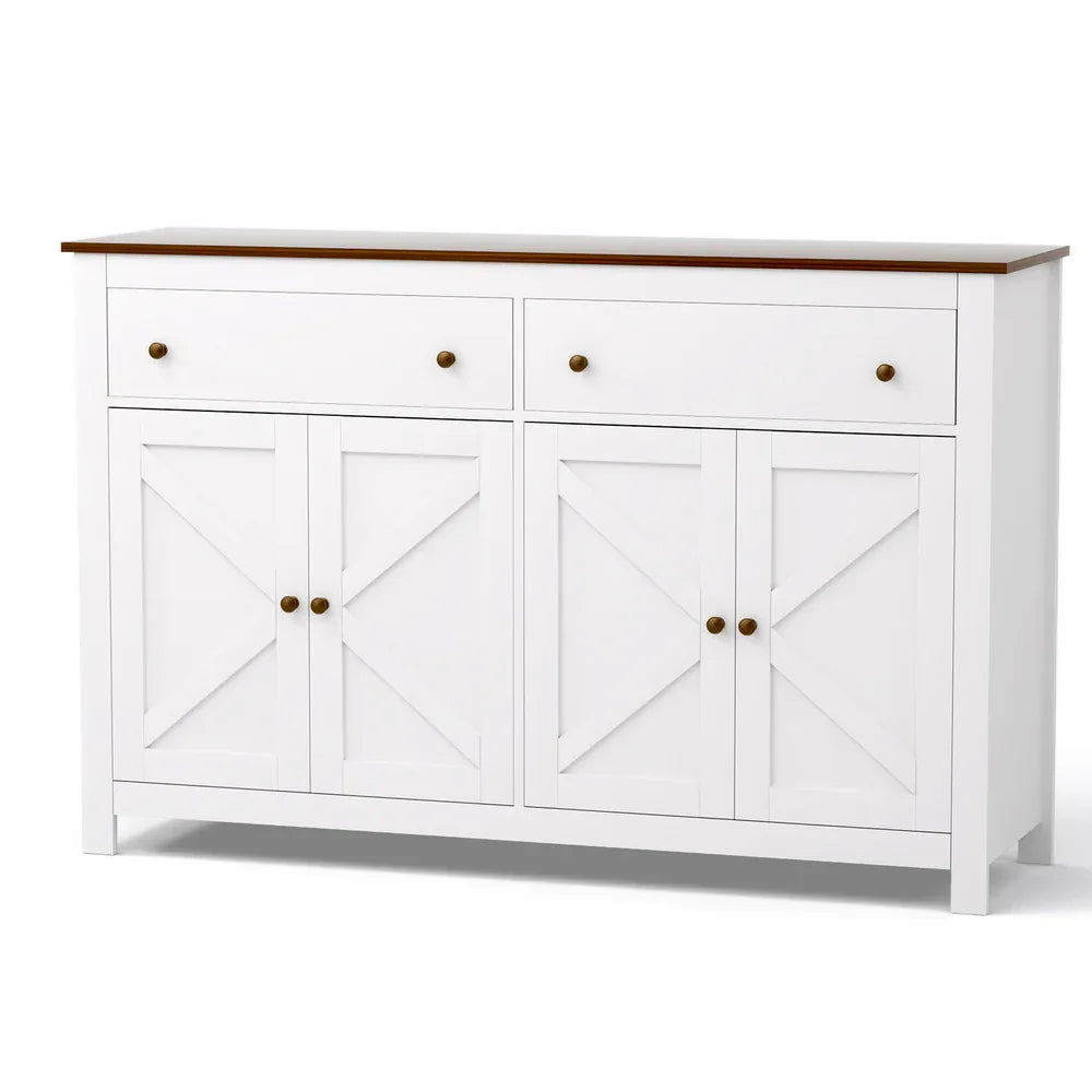 Artiss Buffet Sideboard Storage Cabinet Kitchen Cupboard 2 Drawers 140CM White - Mekamart Australia