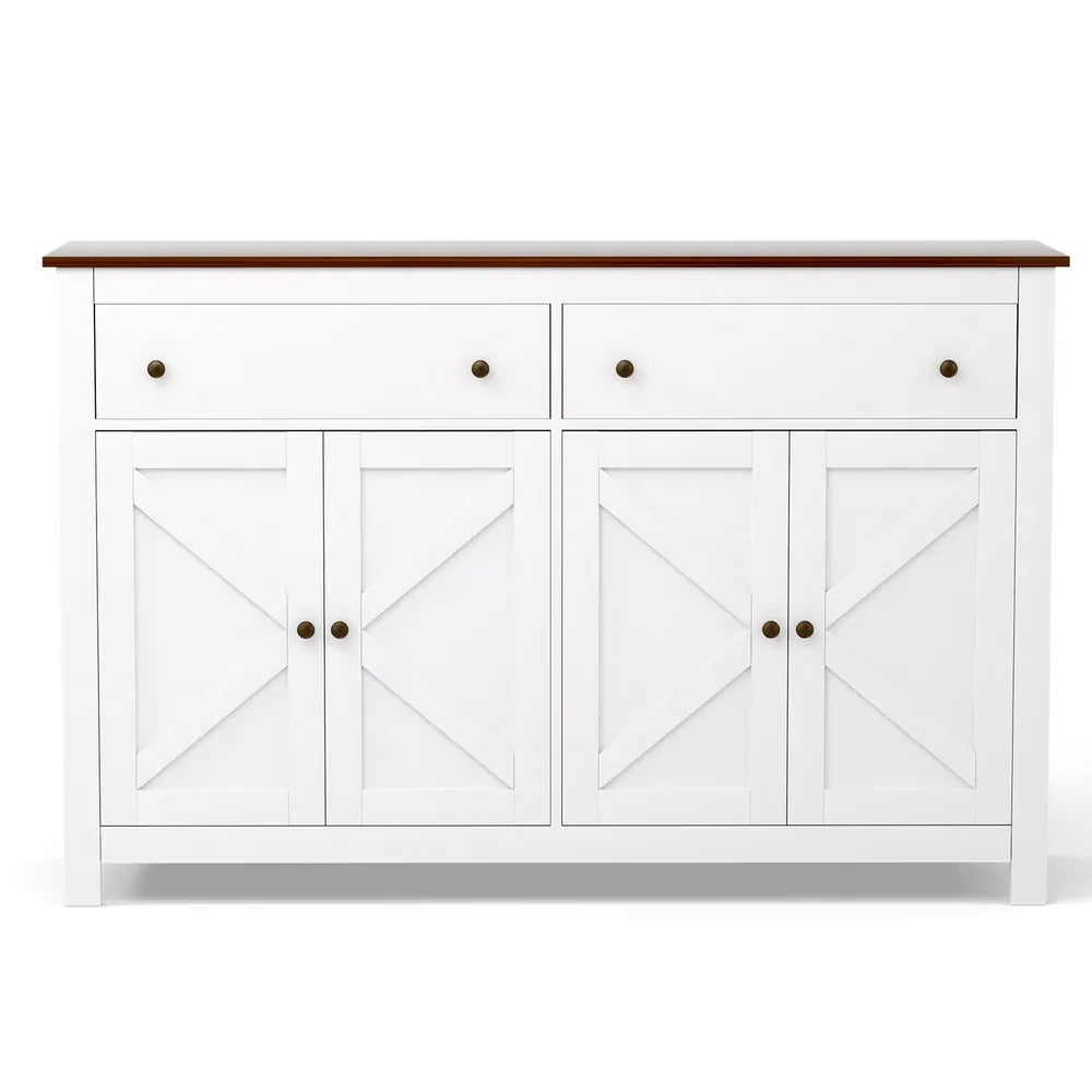 Artiss Buffet Sideboard Storage Cabinet Kitchen Cupboard 2 Drawers 140CM White - Mekamart Australia