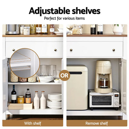 Artiss Buffet Sideboard Storage Cabinet Kitchen Cupboard 2 Drawers 140CM White - Mekamart Australia