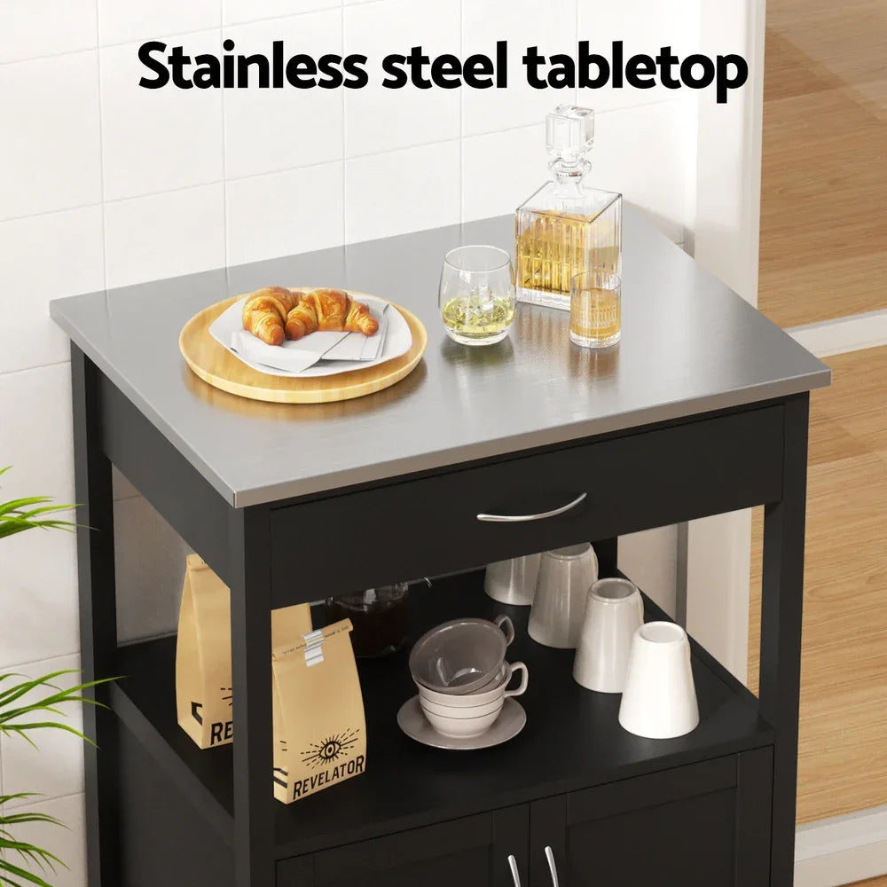 Artiss Kitchen Island Trolley Rolling Serving Cart Storage Drawer Cupboard 60cm - Mekamart Australia