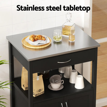 Artiss Kitchen Island Trolley Rolling Serving Cart Storage Drawer Cupboard 60cm - Mekamart Australia