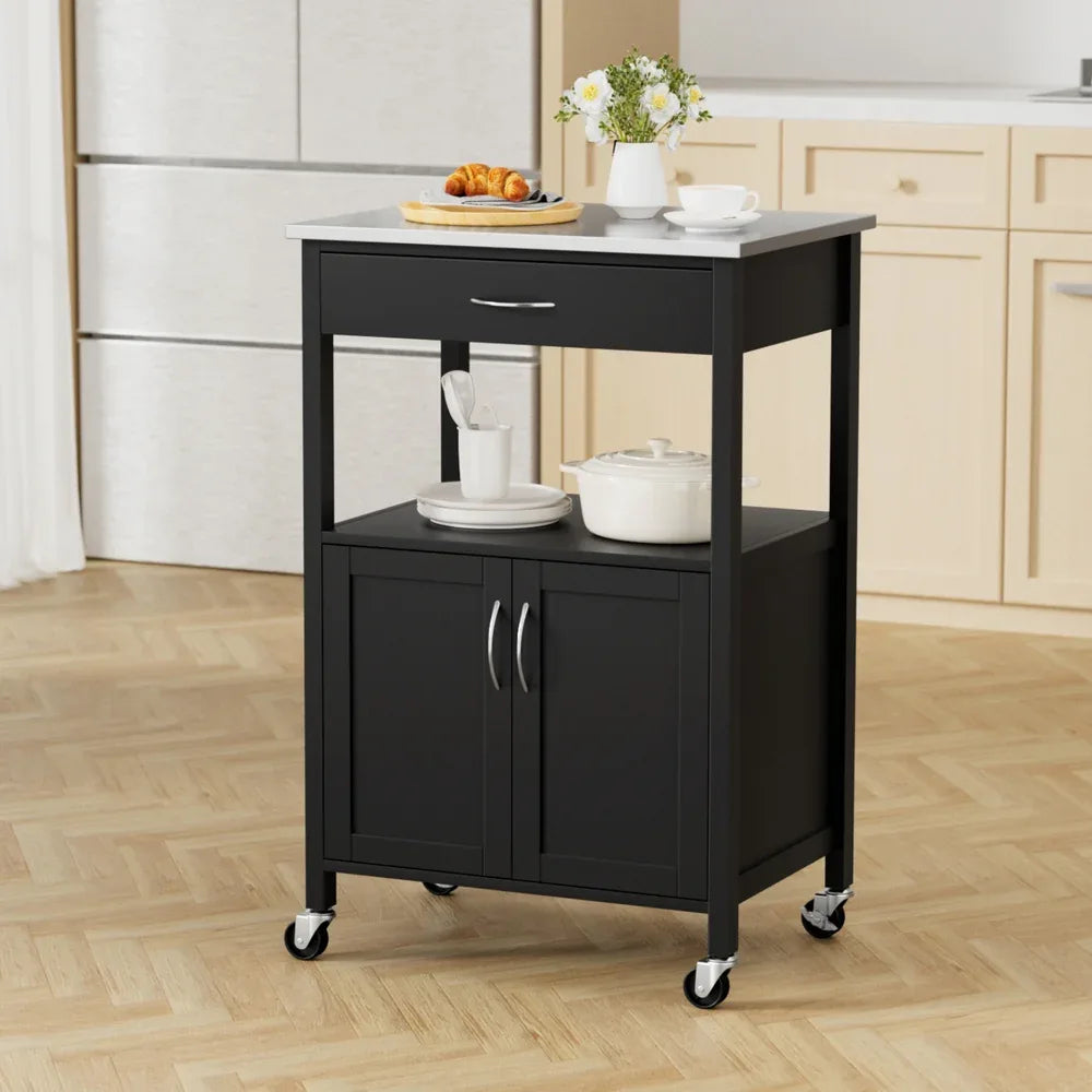 Artiss Kitchen Island Trolley Rolling Serving Cart Storage Drawer Cupboard 60cm - Mekamart Australia