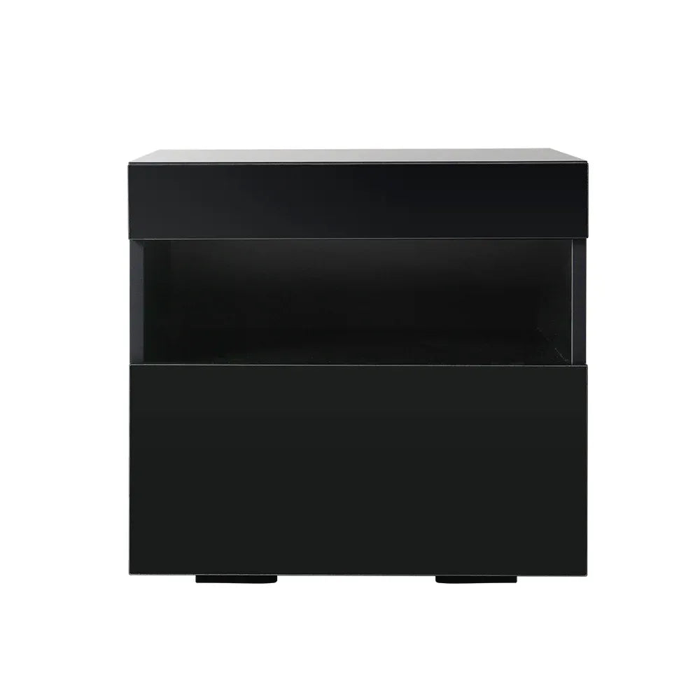 Artiss Bedside Table LED - HERES Black - Mekamart Australia