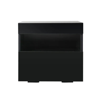 Artiss Bedside Table LED - HERES Black - Mekamart Australia