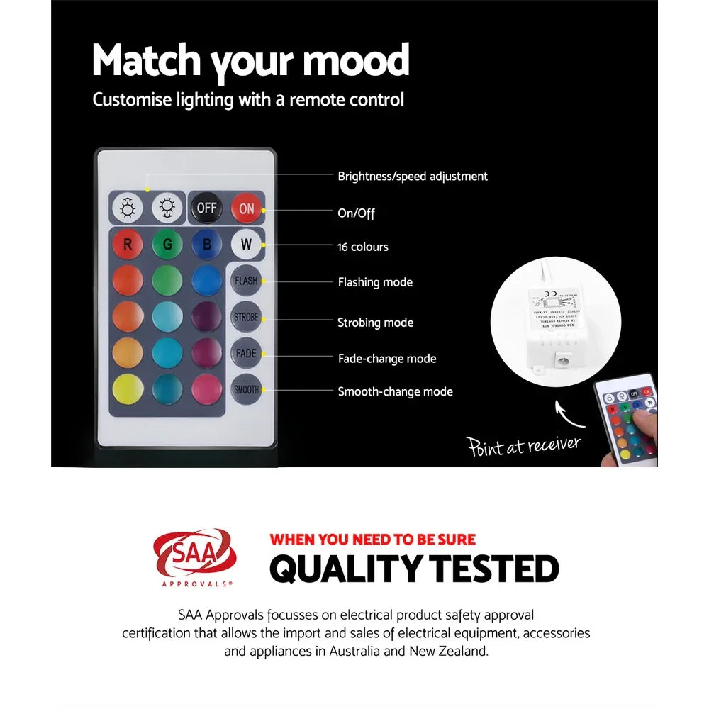 Artiss Bedside Table LED - HERES Black - Mekamart Australia