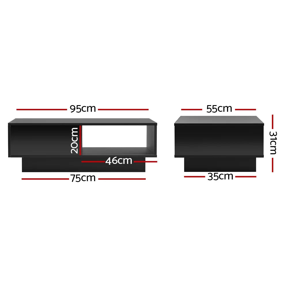 Artiss Coffee Table Led Lights Black - Mekamart Australia
