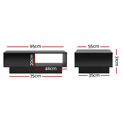 Artiss Coffee Table Led Lights Black - Mekamart Australia