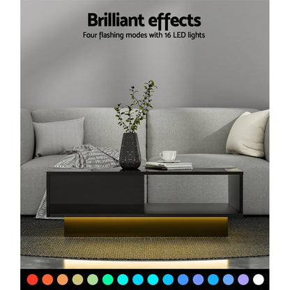 Artiss Coffee Table Led Lights Black - Mekamart Australia