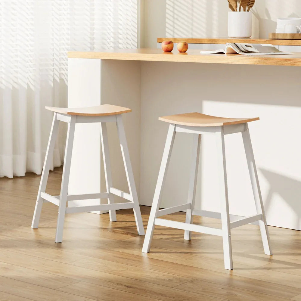 Artiss 2x Bar Stools Wooden Chairs Oak - Mekamart Australia