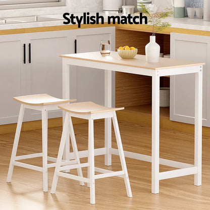 Artiss Bar Table and Stools Set Dining Desk Solid Wood Kitchen Chairs Cafe Pub - Mekamart Australia