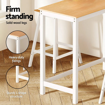 Artiss Bar Table and Stools Set Dining Desk Solid Wood Kitchen Chairs Cafe Pub - Mekamart Australia