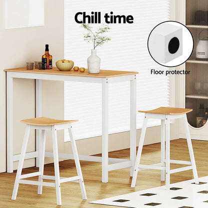 Artiss Bar Table and Stools Set Dining Desk Solid Wood Kitchen Chairs Cafe Pub - Mekamart Australia