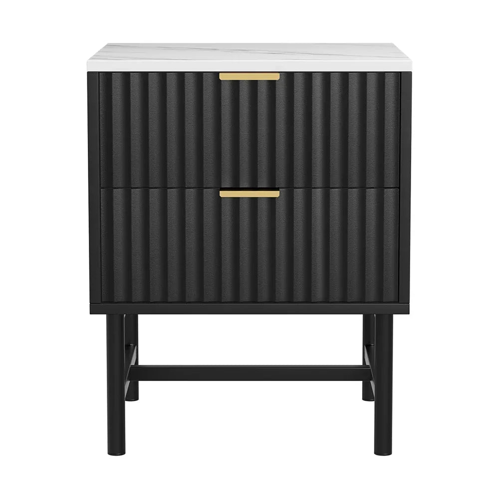 Artiss Bedside Table 2 Drawers - Black - Mekamart Australia