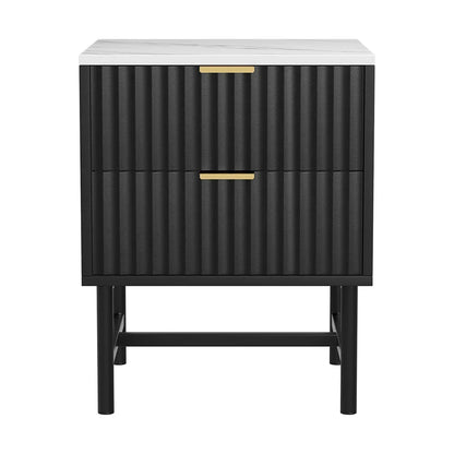 Artiss Bedside Table 2 Drawers - Black - Mekamart Australia