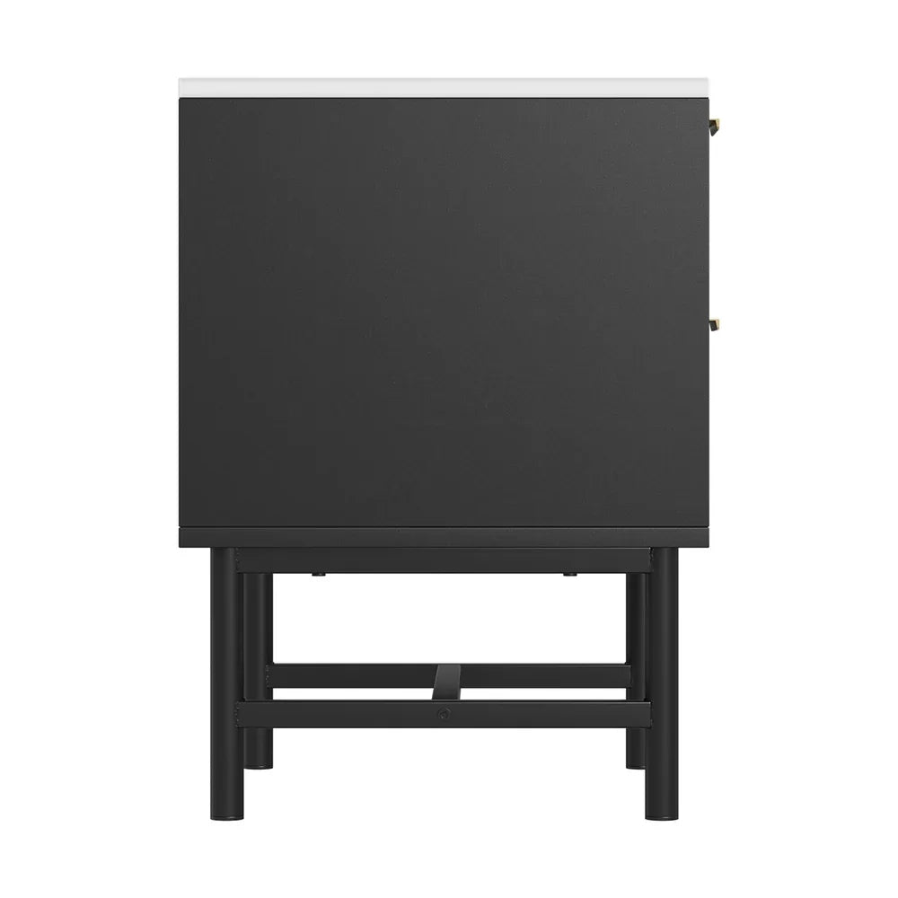 Artiss Bedside Table 2 Drawers - Black - Mekamart Australia