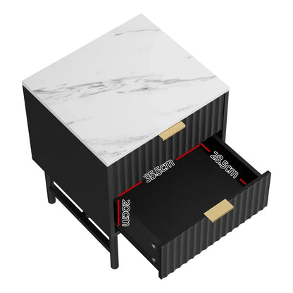Artiss Bedside Table 2 Drawers - Black - Mekamart Australia