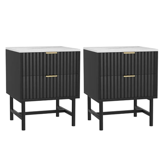 Artiss 2x Bedside Table 2 Drawers - Black - Mekamart Australia