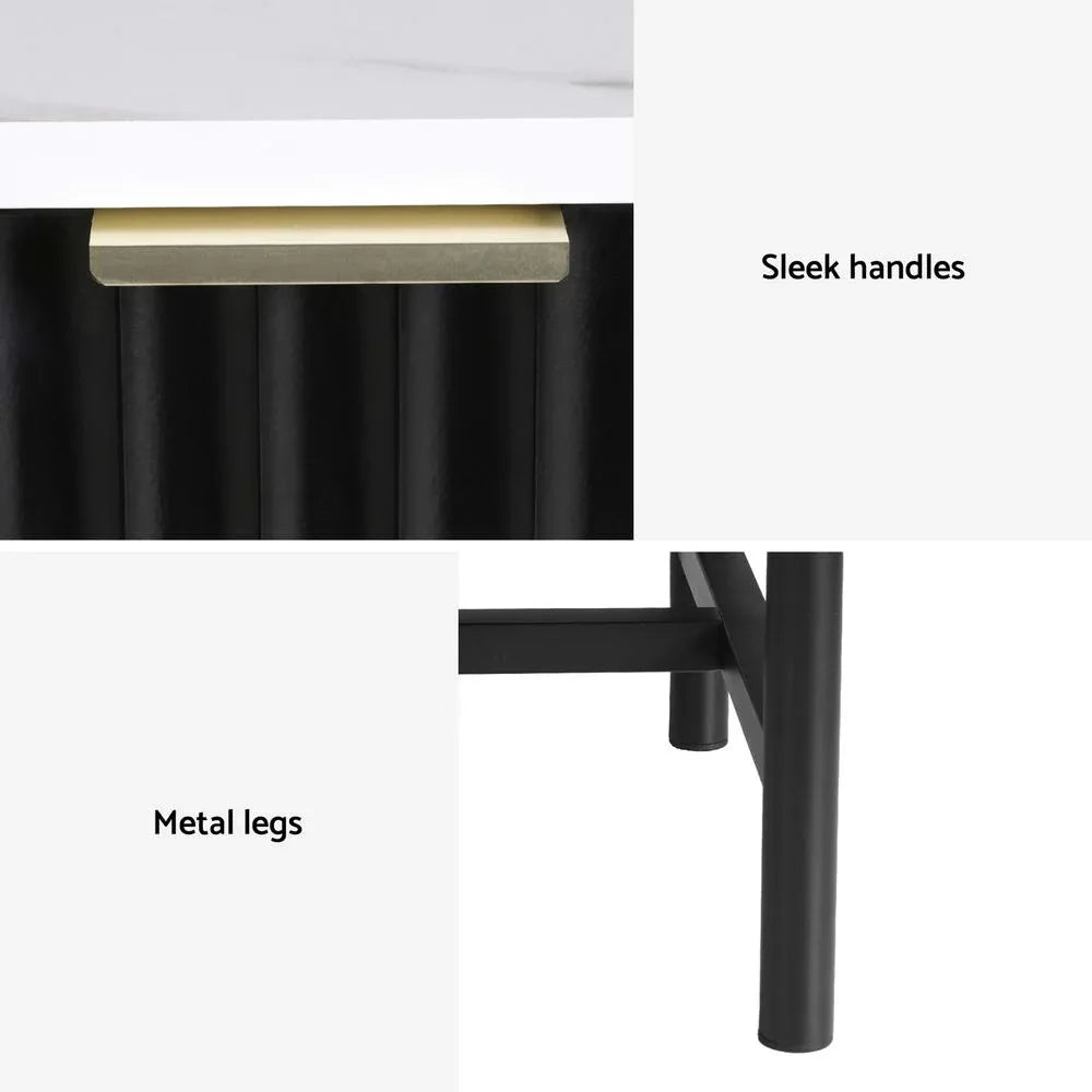 Artiss 2x Bedside Table 2 Drawers - Black - Mekamart Australia