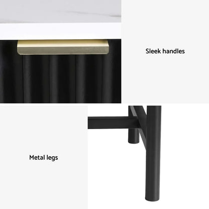 Artiss 2x Bedside Table 2 Drawers - Black - Mekamart Australia
