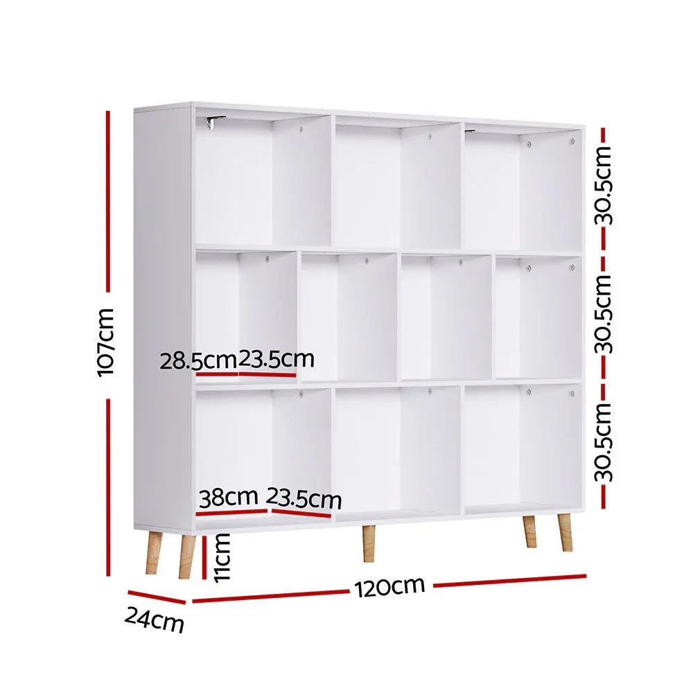 Artiss Bookshelf 3 Tiers 10 Cubes - CORA White - Mekamart Australia