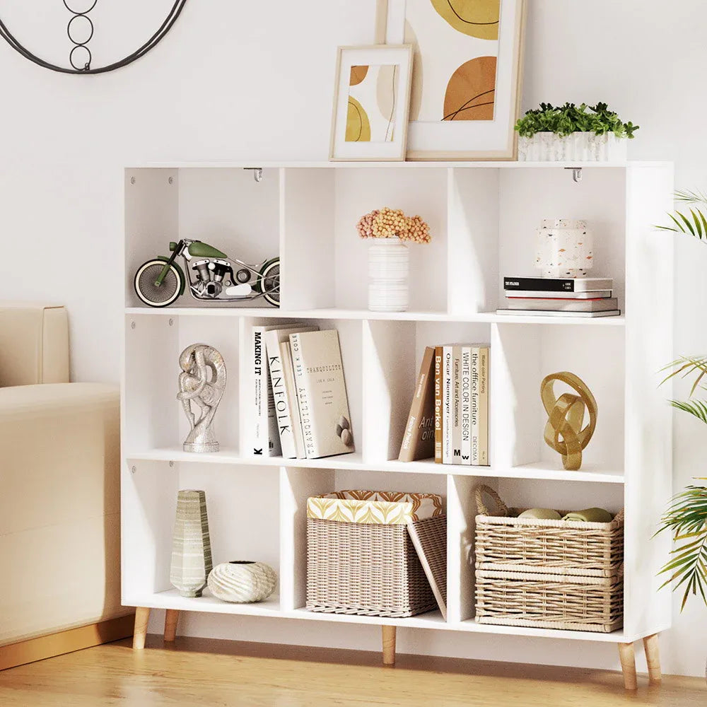 Artiss Bookshelf 3 Tiers 10 Cubes - CORA White - Mekamart Australia