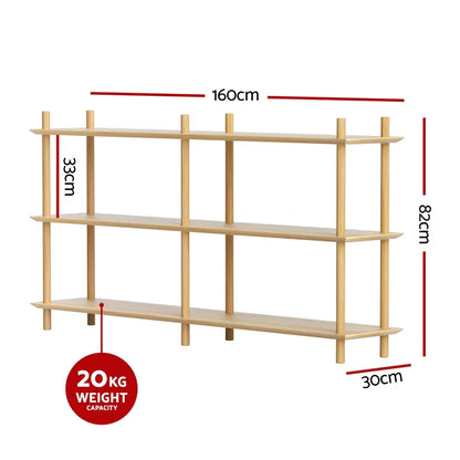 Artiss Bookshelf 3 Tiers Bookcase Display Shelves Wooden Storage Stand Rack Pine - Mekamart Australia