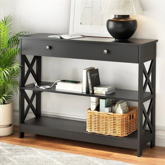 Artiss Console Table 3-tier USB Outlets - Mekamart Australia