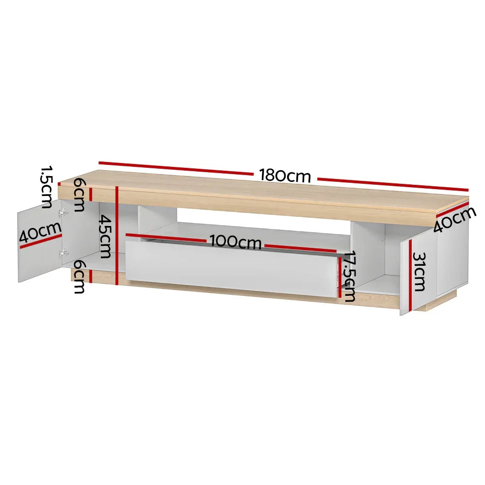 Artiss TV Cabinet Entertainment Unit Stand 180CM White Wood - Mekamart Australia