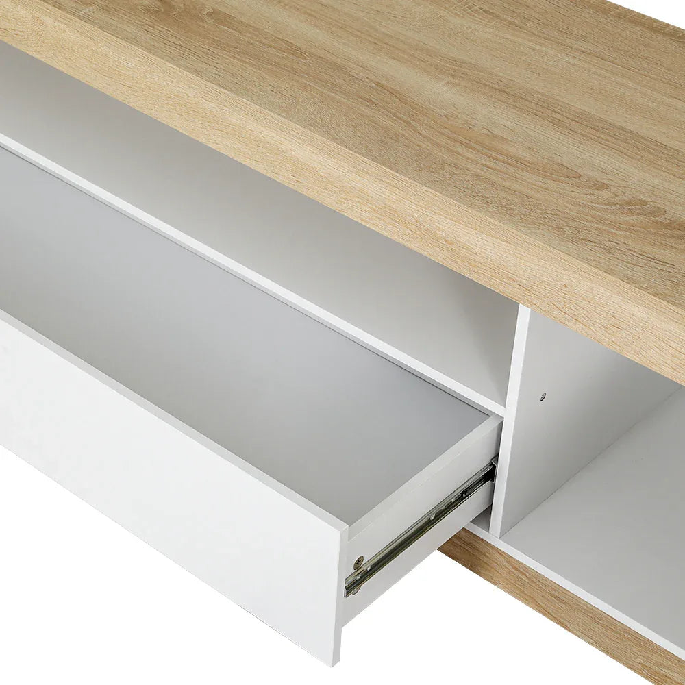 Artiss TV Cabinet Entertainment Unit Stand 180CM White Wood - Mekamart Australia