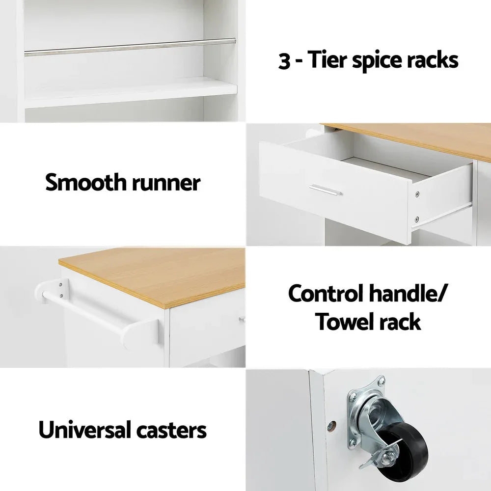Artiss Kitchen Island Trolley Rolling Serving Cart - Mekamart Australia