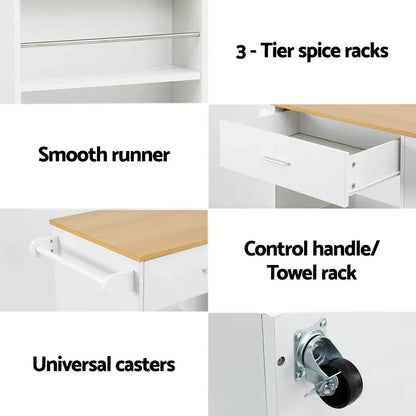 Artiss Kitchen Island Trolley Rolling Serving Cart - Mekamart Australia