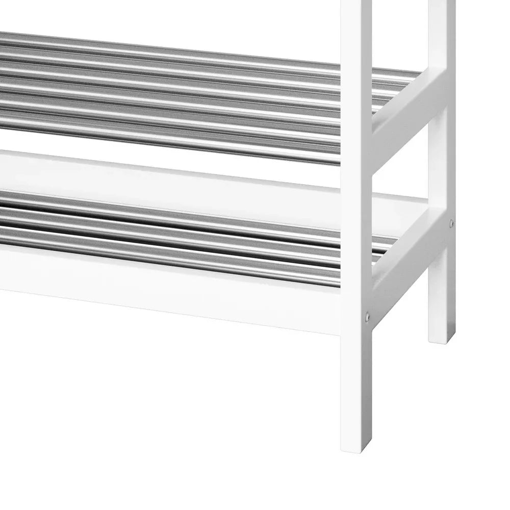 Artiss Shoe Rack Cabinet Bamboo Bench 10 Paris White - Mekamart Australia