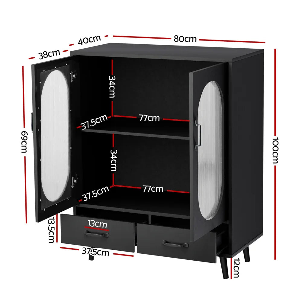 Artiss Buffet Sideboard Double Doors - Black - Mekamart Australia