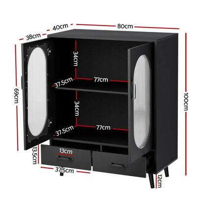 Artiss Buffet Sideboard Double Doors - Black - Mekamart Australia