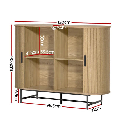 Artiss Buffet Sideboard Cupboard Cabinet Sliding Doors Pantry Storage Oak PIIA - Mekamart Australia