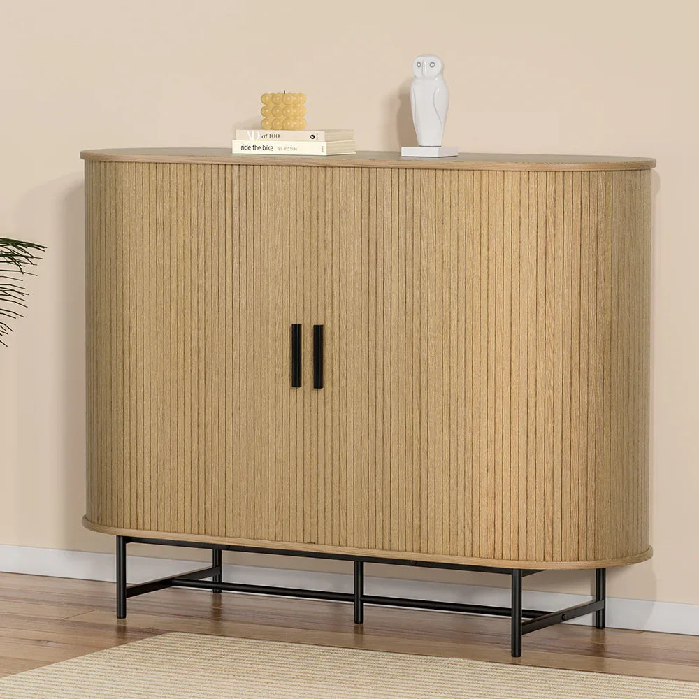 Artiss Buffet Sideboard Cupboard Cabinet Sliding Doors Pantry Storage Oak PIIA - Mekamart Australia