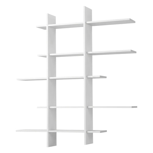 Artiss 15-Section Wall Mounted Display Shelf, Floating Bookshelf for Books and Decor, Extra Thick E1 PB Board for Home Study and Living Room, 116 x 18 x 129 cm