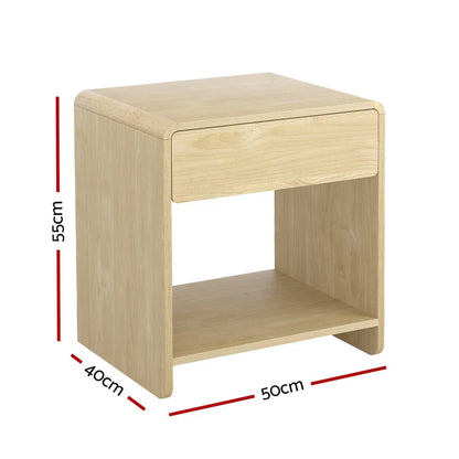 Artiss Bedside Table Drawer Open Shelf Pine - Mekamart Australia
