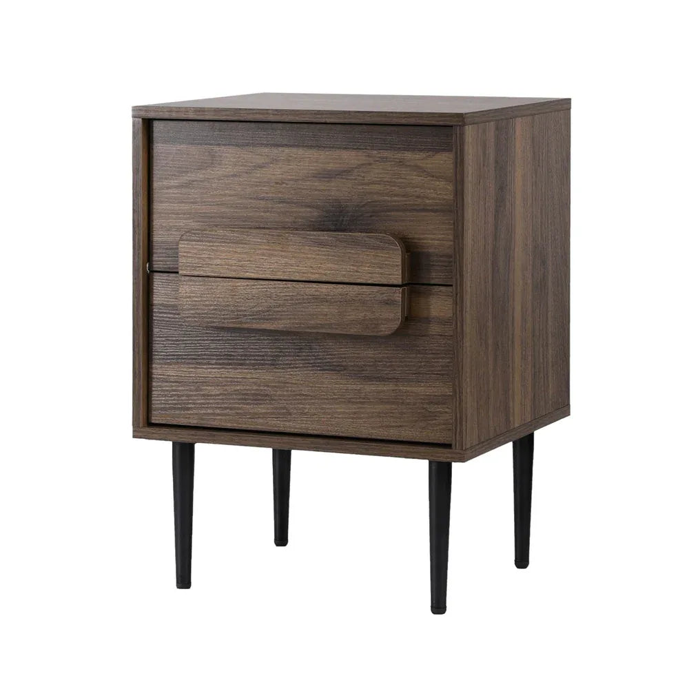 Artiss Bedside Table Nightstand 2 Drawers - Walnut - Mekamart Australia