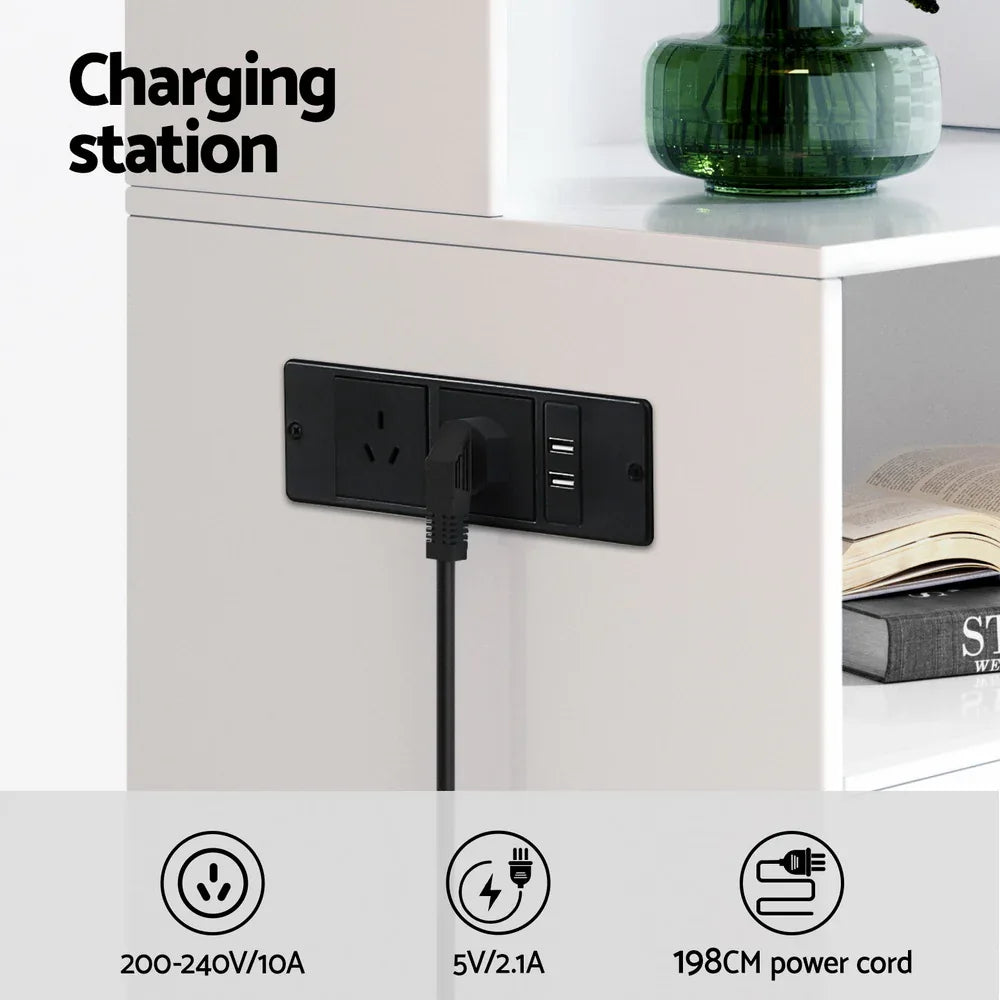Artiss Bedside Table Nightstand Charging Station - Mekamart Australia