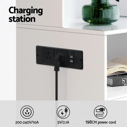 Artiss Bedside Table Nightstand Charging Station - Mekamart Australia