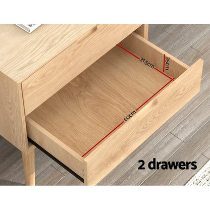Artiss Bedside Table Drawers Side End Table Storage Cabinet Nightstand Oak GINO - Mekamart Australia