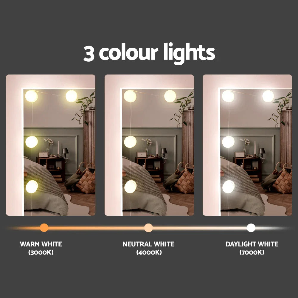 Artiss Dressing Table Set Stool 10 Led Bulbs White Debbie - Mekamart Australia