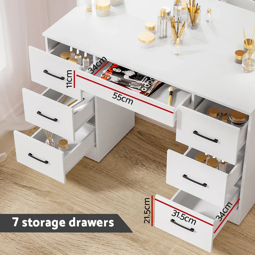 Artiss Dressing Table Set Stool 10 Led Bulbs White Debbie - Mekamart Australia