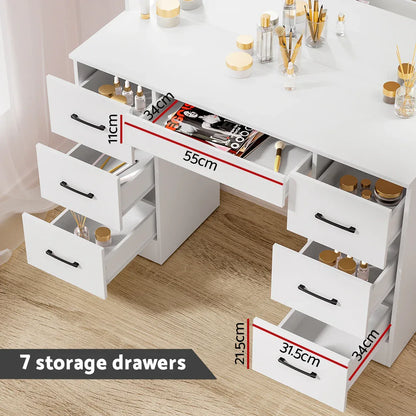 Artiss Dressing Table Set Stool 10 Led Bulbs White Debbie - Mekamart Australia