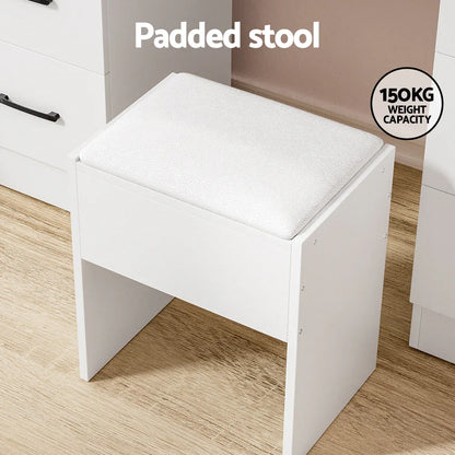 Artiss Dressing Table Set Stool 10 Led Bulbs White Debbie - Mekamart Australia