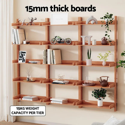 Artiss Bookshelf Floating Shelf CAPIZ Oak - Mekamart Australia