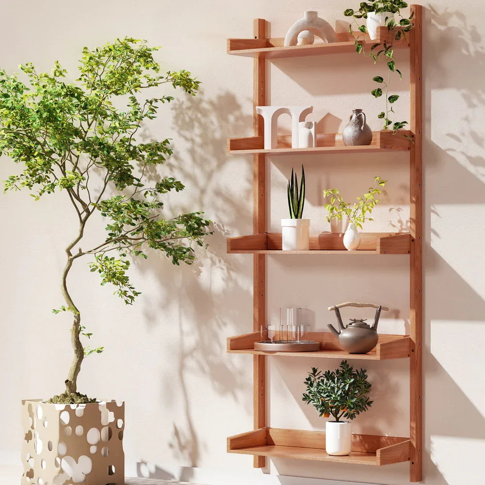Artiss Bookshelf Floating Shelf CAPIZ Oak - Mekamart Australia