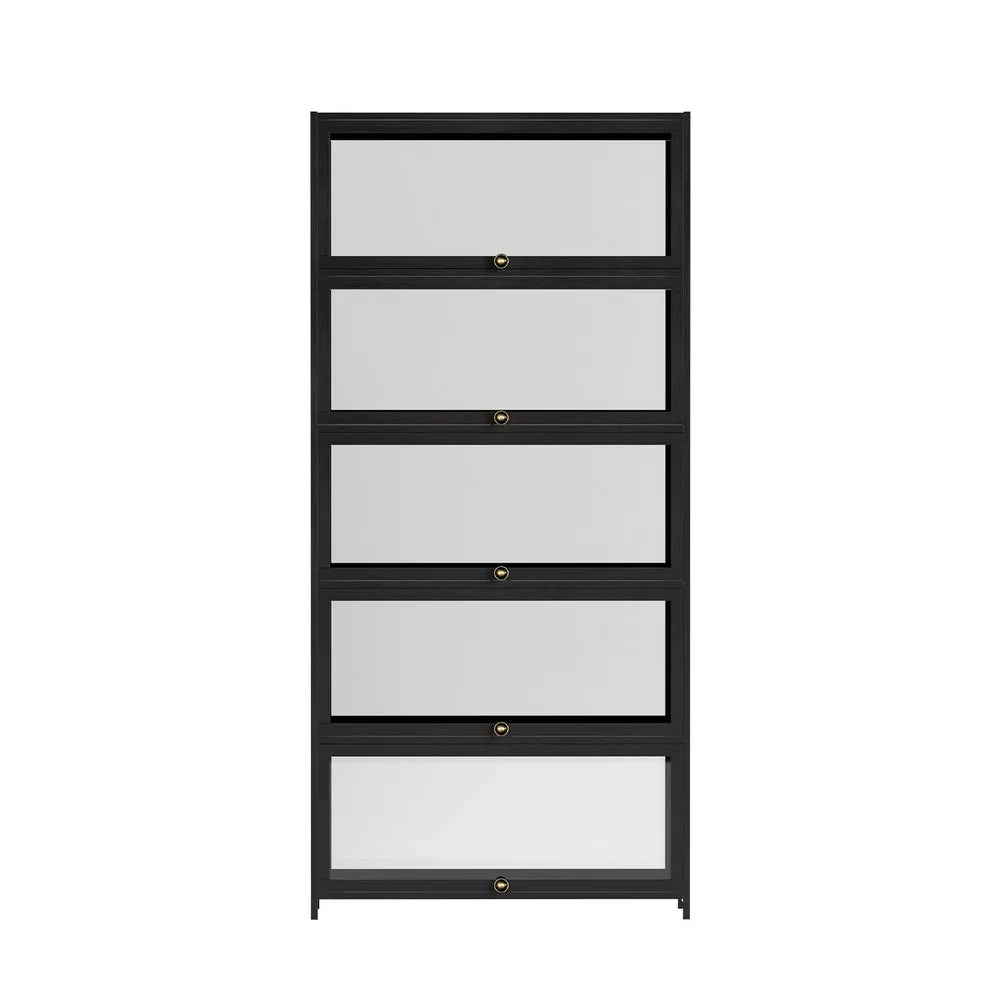 Artiss 5-Tier Display Cabinet Storage Bookshelf Clear Shelf Black - Mekamart Australia